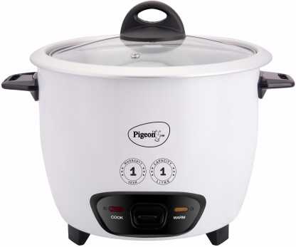 Pigeon JOY SINGLE POT 
AUTOMATIC MULTI COOKER WARMER Electric Rice Cooker with Steaming Feature  (1 L, White, Pack of 3)