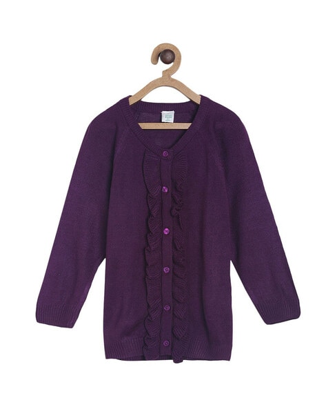 #MINI KLUB - Ruffled Overlay V-Neck Cardigan