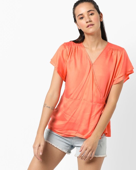 #AJIO - Panelled Top with Surplice Neckline