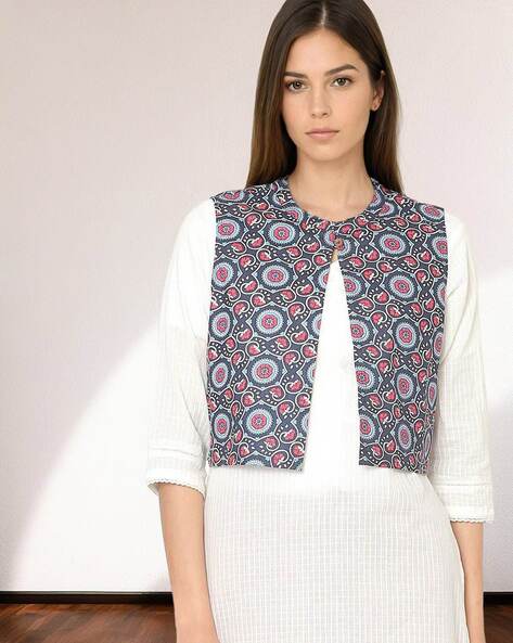 #SAKURA - Floral Print Front-Open Shrug