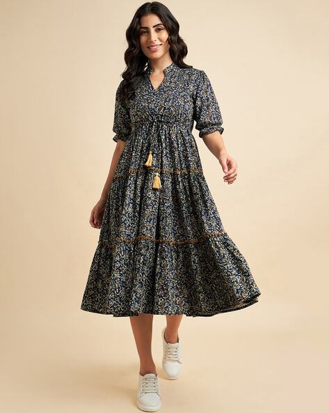 #AZIRA - Floral Print Fit and Flare Dress | XS