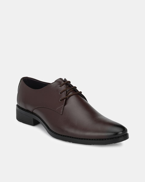 #LEATHERKRAFT - Panelled Lace-Up Derby Shoes