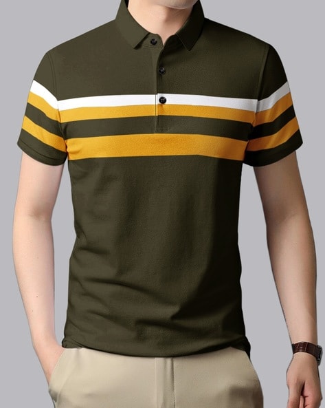 #EYEBOGLER - Men Striped Polo T-Shirt