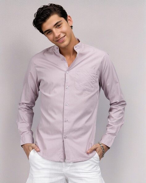 #THEINDIANGARAGECO - Men Cotton Slim Fit Shirt with Patch Pocket