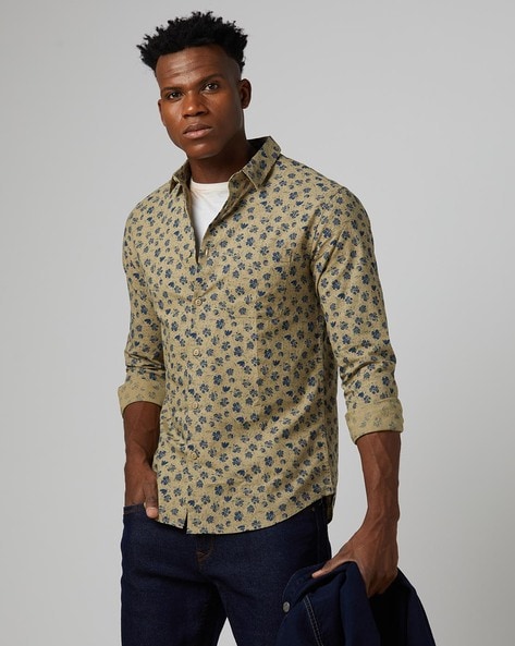 #BUDAJEANSCO - Men Floral Print Slim Fit Shirt