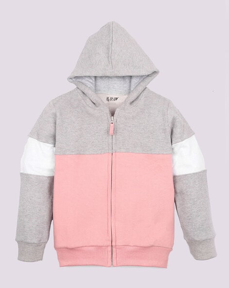 #J&JP - Colour-Block Hoodie with Front Zip