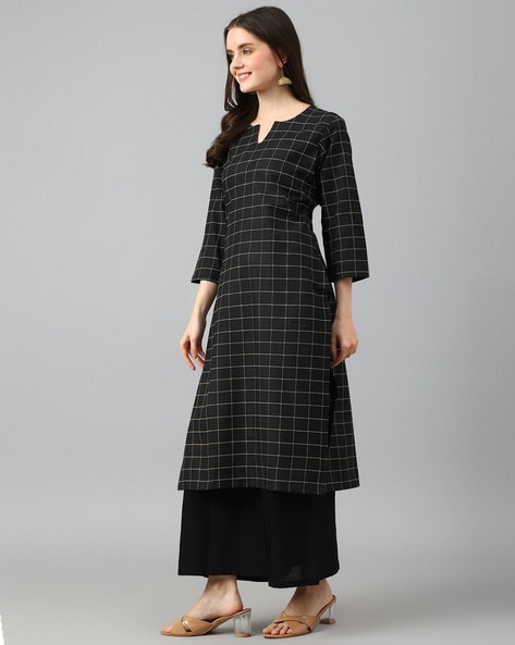 #SHAILY - Women Checked Straight Kurta