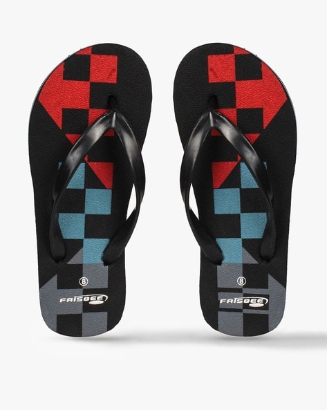 #FRISBEE - Geometric Print Thong-Strap Flip-Flops