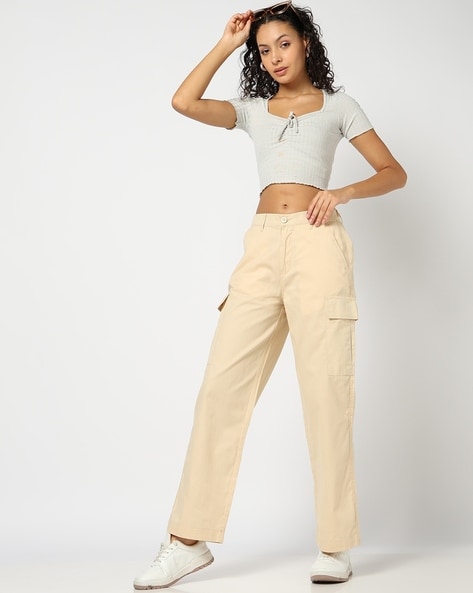 #YOUSTA - Women High-Rise Cargo Trousers