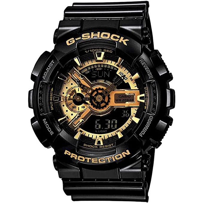 Casio G-Shock GA-110GB-1ADR Black & Gold Analog-Digital Dial Black Resin Strap Men's Watch Shock and 200M Water Resistant G339