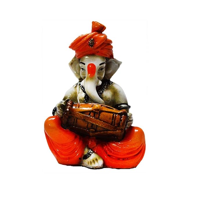 eCraftIndia Lord Ganesha Playing Dholak (LxWxH - 3INx3INx5IN)