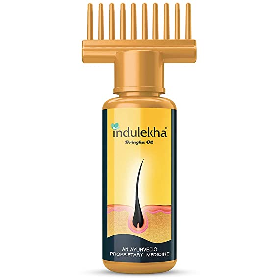 Indulekha Bringha Ayurvedic Hair Oil 100 ml|| Hair Fall Control and Hair Growth with Bringharaj & Coconut Oil - Comb Applicator Bottle for Men & Women