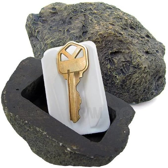 RamPro Hide-A-Spare-Key Fake Rock - Looks & Feels Like Real Stone - Safe For Outdoor Garden Or Yard, Geocaching (1), Grey