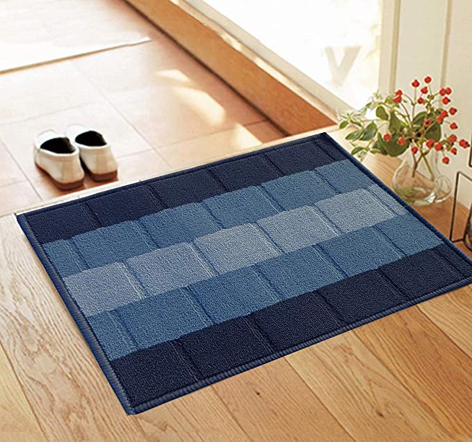 Status Contract Anti Slip Front Door Mat|(38x58cm) Living Room Rug for Entrance Door|Polypropylene Floor Mats for Home|Essential Small Rug for Office, Bedroom & Kitchen| (Blue), Rectangular