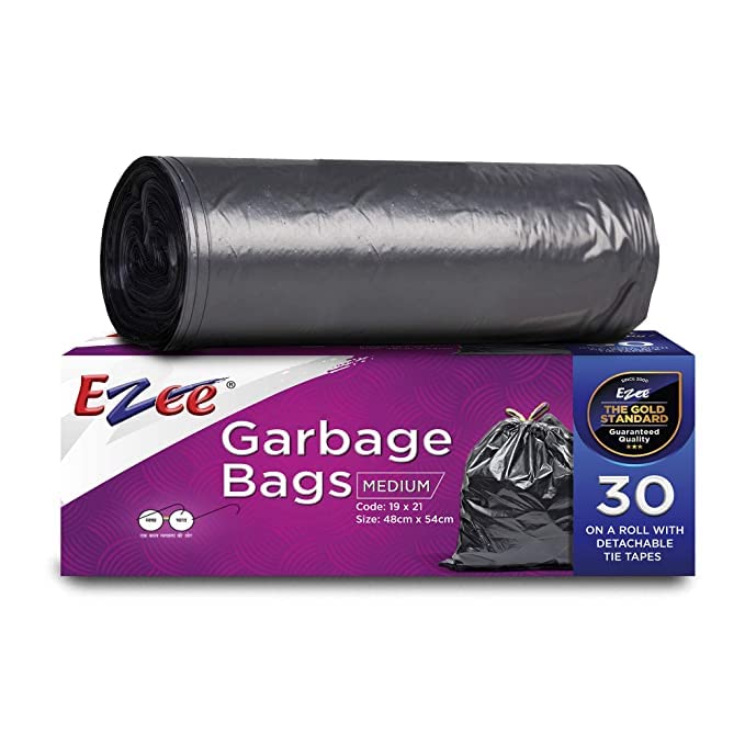 Ezee Garbage Bags for Dustbin/Trash Bag | 30 Pcs | Medium 19 X 21 Inches