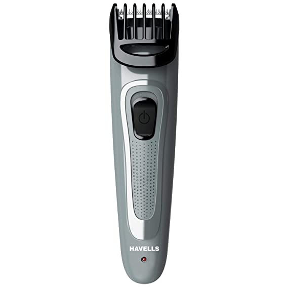 Havells Bt5100C Rechargeable Beard Trimmer with Hypoallergenic Blades; Zero Trim with 0.5 Mm Precision;Upto 17Mm Length Setting for All Styles; 45 Min Runtime,Battery Powered Black & (Grey)-Men