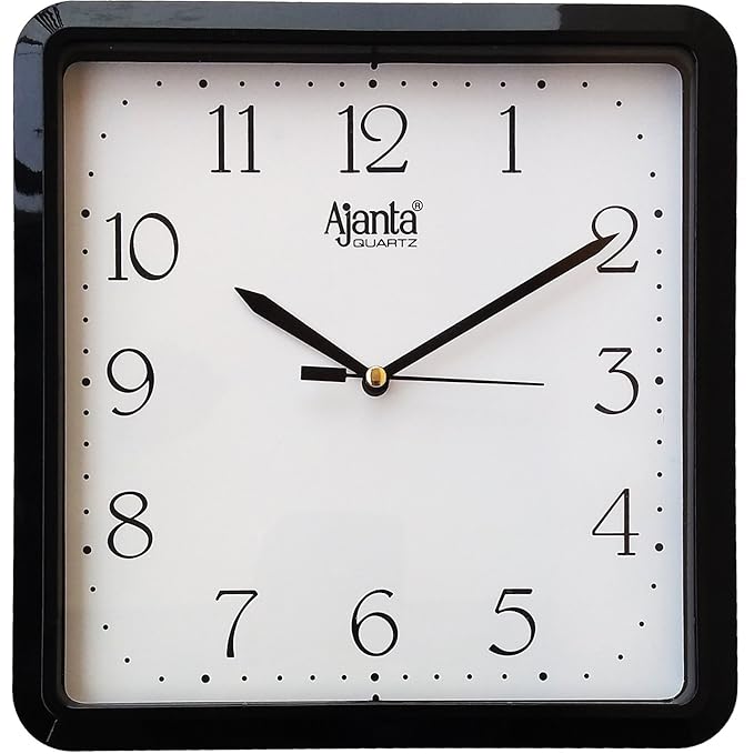 Ajanta Plastic Abstract Analog Wall Clock (21.6 Cm X 21.6 Cm X 3.2 Cm, Black)