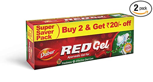 Dabur Red Gel Ayurvedic Toothpaste - 300g (150g x 2, Pack of 2) | Reduction in Bad Breath, Plaque & Gingivitis | Freshness with Protection | For Healthy Gums & Effective Dental Care