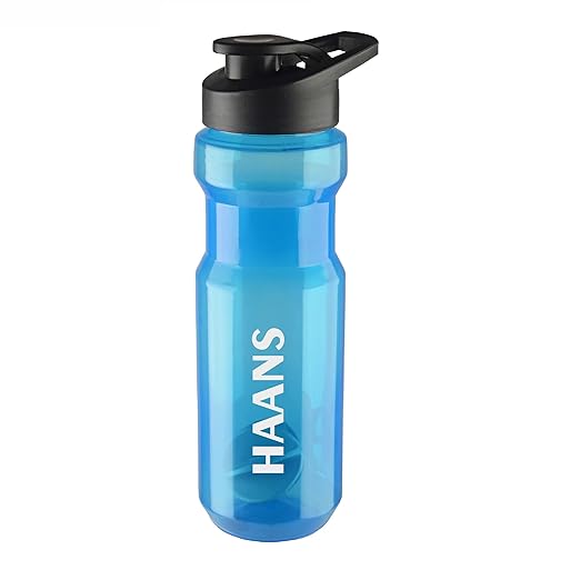 HAANS Plastic Aqua Gym Protein Shaker Bottle with Easy Mixing Ball 700 Ml Color- Blue (Pack of 1)