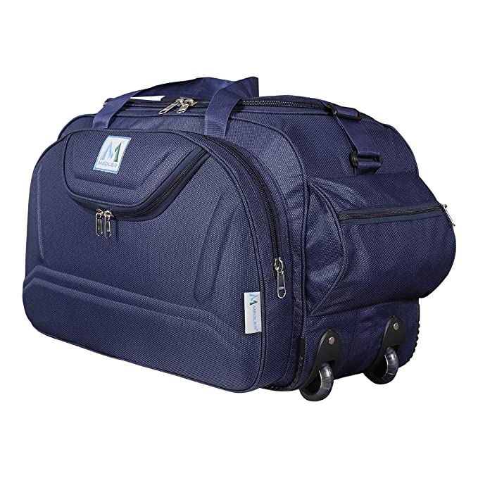 M MEDLER Epoch Nylon 55 litres Waterproof Strolley Duffle Bag- 2 Wheels - Luggage Bag - (Navy Blue)