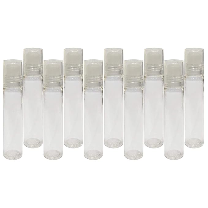 Zenvista Meditech Plastic Roll On Bottles - 10ml (Pack Of 10) | Travel-Friendly Transparent Roll On Bottles | Refillable Bottles Ideal For Essesntial Oils, Perfumes, Attar and Cosmetics