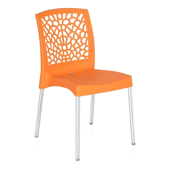 [Apply Coupon] - Nilkamal Mid Back Chair NS19SS | Chair for Living Room, Bed Room, Kitchen, Office Room, Outdoor|100% PolyPropylene Stackable Chair |(Orange)