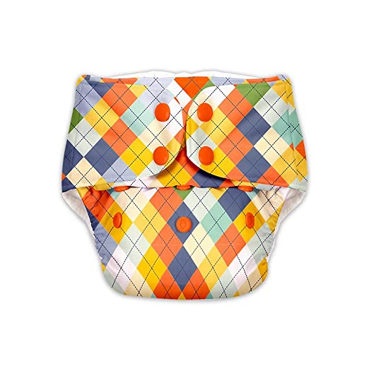 BASIC Reusable Cloth Diaper for babies 0-3 Years | Freesize Adjustable, Washable and Reusable Cloth Diaper for babies | Outer Shell only | (WITHOUT dry feel pad /soaker / insert) (Peach Geometric)