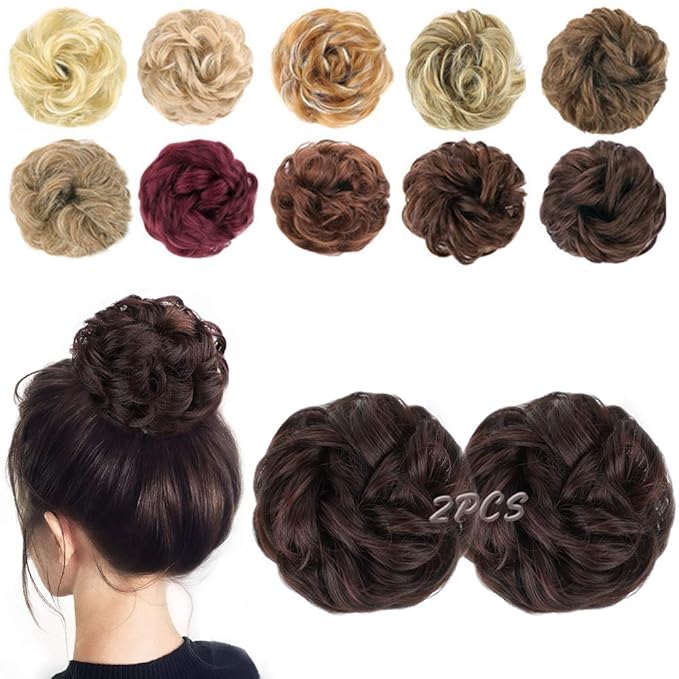 Akashkrishna Natural Hair Bun | Brown Messy Hair Juda Bun | Fashion Hair Extension | Pack of 2