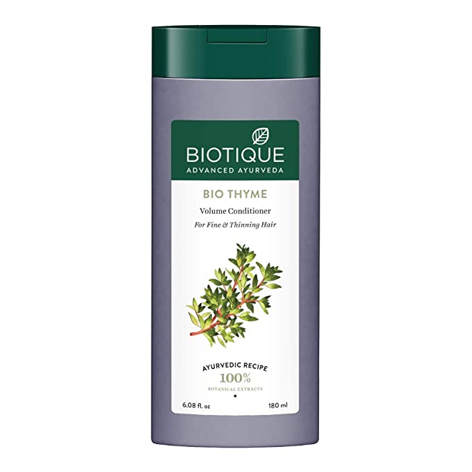 Biotique Thyme Volume Conditioner For Fine And Thinning Hair | Gives Volume And Bounce To Hair | Helps In Thicken Follicles |Suitable For All Skin Types | 180Ml, Peppermint, 180 Millilitre