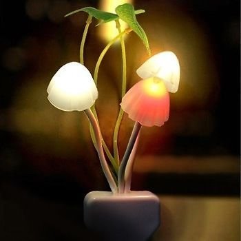 GLUN Magic 3D LED Night Lamp with Plug Smart Sensor auto On/Off and Color Change Mushroom Flowers Beautiful Illumination Home Decoration Lights for Bedroom Corridor (Multicolour) (Single Pack)