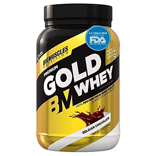 Bigmuscles Nutrition Premium Gold Whey [1Kg] | Informed Choice UK Certified | Isolate Whey Protein Blend | 25g Protein | 11g EAA | ProHydrolase Enzyme Technology [Chocolate]