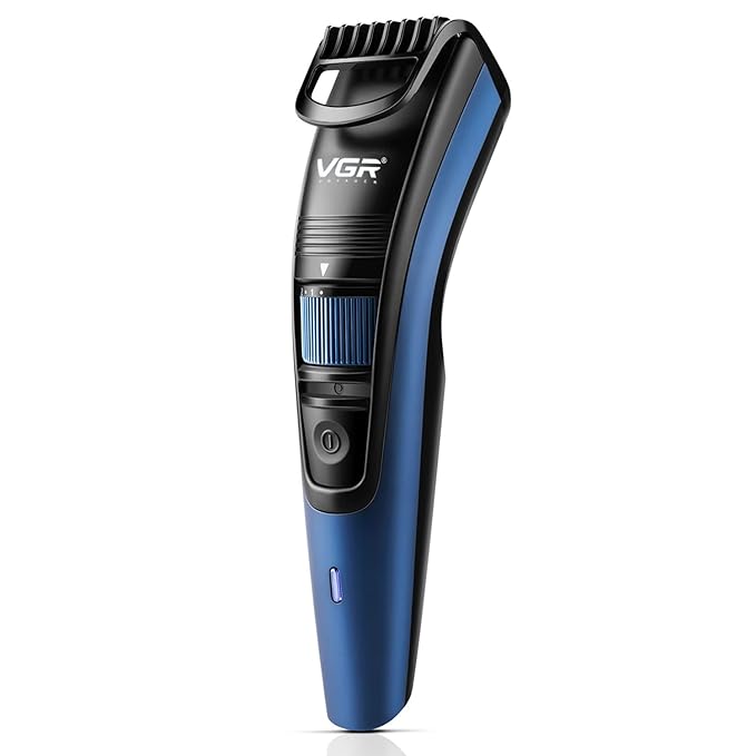 VGR V-052 Professional Hair Trimmer for men  -  Adjustable Length Settings (0.5-10mm), USB Rechargeable, Cord/Cordless Operation, Washable Head, Includes Guide Comb & Cleaning Accessories (Blue)