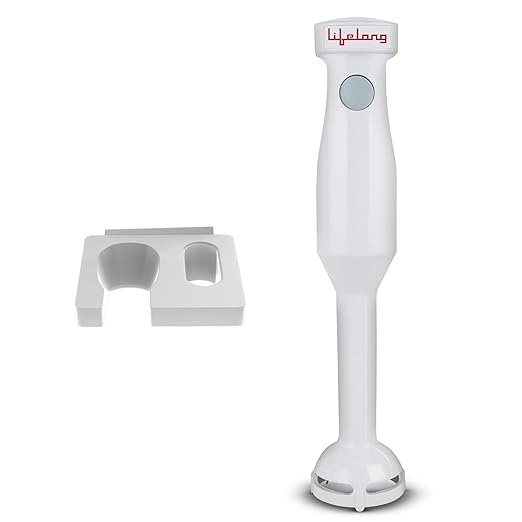 Lifelong Stainless Steel 300 Watts Hand Blender | Low Noise | Anti-Splash (Llhb04, White)