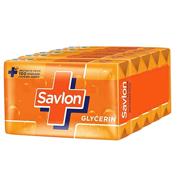 Savlon Moisturizing Glycerin Soap Bar With Germ Protection Soap for Women & Men, For All Skin Types 600g or above (Combo Pack of 5)