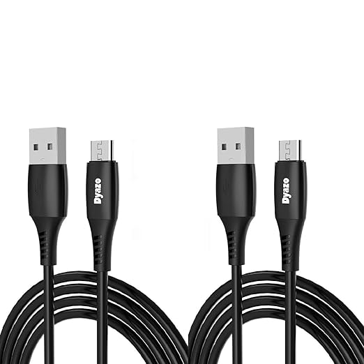 Dyazo 2.4 Ampere Micro USB Charging Cable/Charging Taar/USB Charging Wire Charge and Sync Cable for Android Smartphones, Tablets & Other Devices, 1 Meter (Pack of 2, Black)