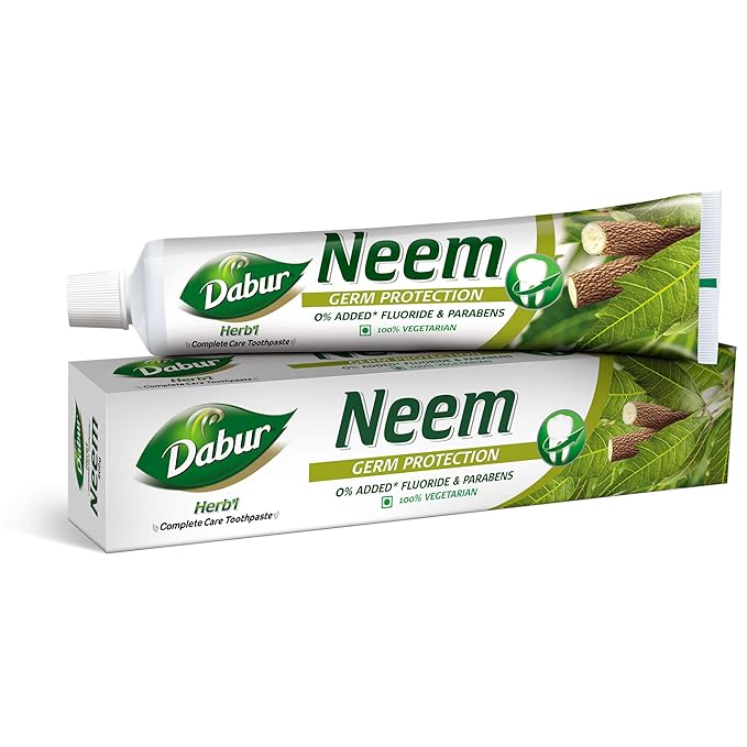 Dabur Herb'l Neem Germ Protection Toothpaste - 200g | No Added Flourides & Parabens | Neem Fights Bacteria | Potent for Germ Protection | Enriched With Powerful Natural Ingredients