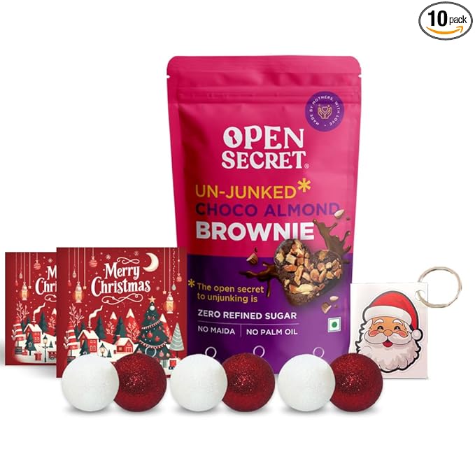 [Apply Coupon] - Open Secret Winter Delights Assortment Hamper | Combo of 10 Items | Chocolate Almond Brownie | Employee Gifting | Gift Hamper including decor ornaments and merchandise | Home Decor