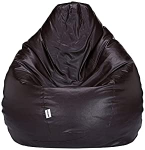 Amazon Brand - Solimo Xl Bean Bag Filled With Beans (Brown)(Faux Leather)