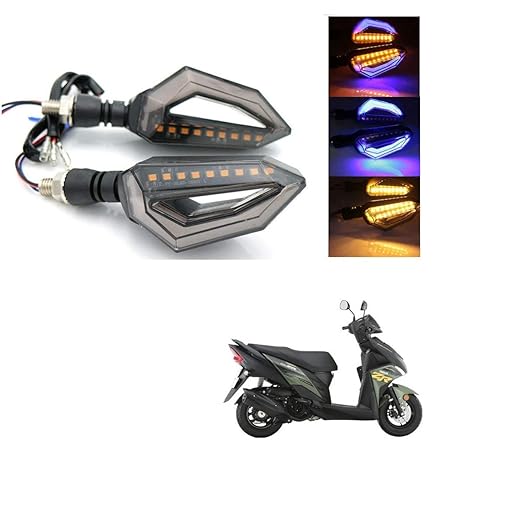 KOZDIKO 4 Pcs D Shaped Bike 9 LED Turn Signal Lights Blinker Front & Rear Side Indicator Light For Yamaha Ray ZR