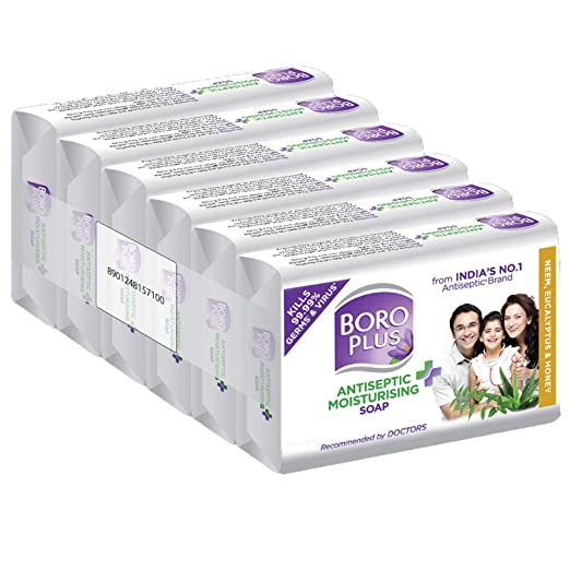 [Apply Coupon] - Boroplus Antiseptic And Moisturising Bathing Soap With Neem, Eucalyptus And Honey | 99.9% Germ And Virus Protection | For Smooth, Soft & Nourished Skin, 125G (Pack Of 6)