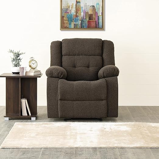 [Apply Coupon] - Home Centre Zurich Next Fabric 1-Seater Standard Sofa Recliner - Brown