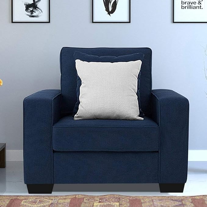 FURNY Apollo Fabric 1 Seater Sofa (Blue)