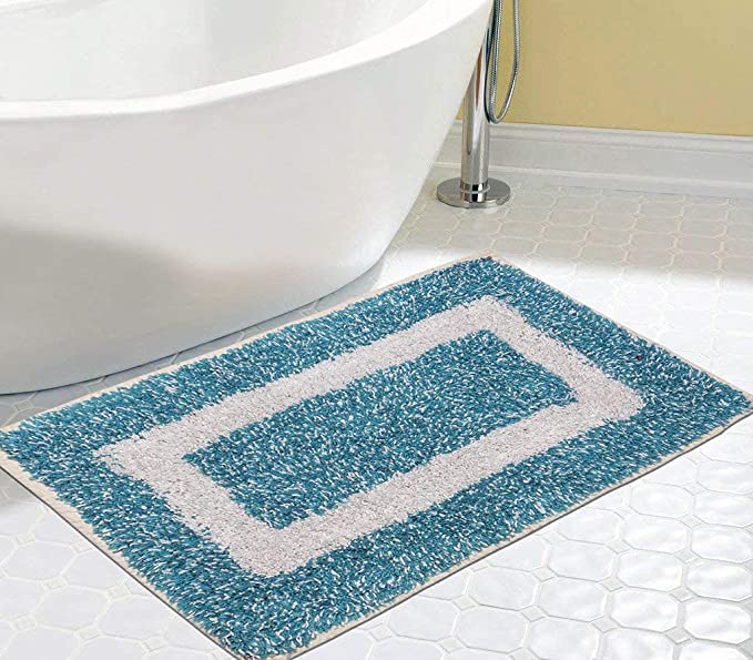 Status Contract Microfiber Soft and Super Absorbent Door Mat/Bath Mat (15" x 23" Inch) (1, Blue)