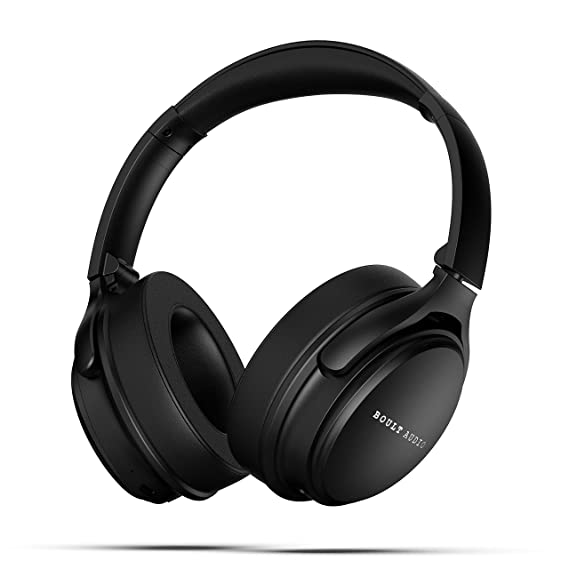 Boult Audio Anchor Bluetooth Wireless Over Ear Headphones with Mic, Active Noise Cancellation, 30H Playtime, AUX Option, Balanced Audio 40mm Drivers, Voice Assistant Sweatproof Gaming ANC Headphones