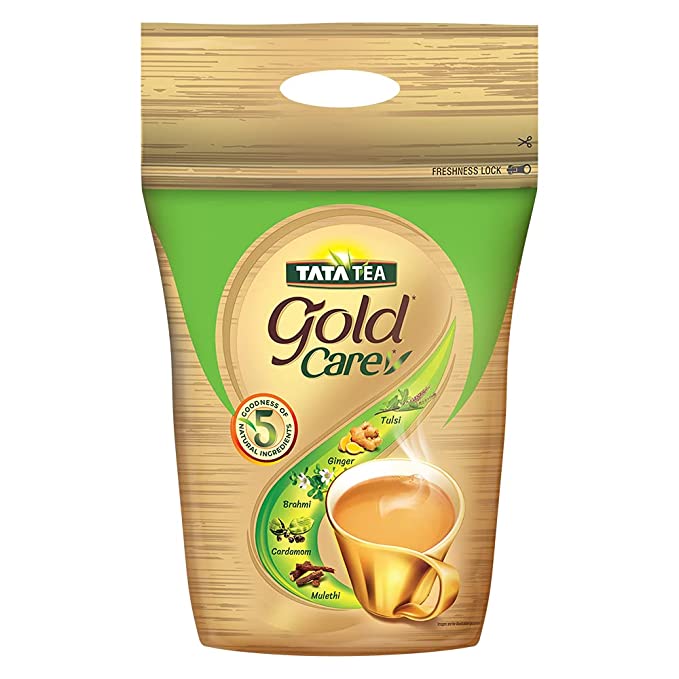 Tata Tea Gold Care, Rich in Taste, Goodness of Elaichi, Ginger, Tulsi, Brahmi & Mulethi, Black Tea, Loose Leaves, 1kg