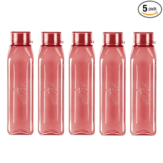 MILTON Prime 1000 Pet Water Bottle, Set of 5, 1 Litre Each, Burgundy | BPA Free | 100% Leak Proof | Office Bottle | Gym Bottle | Home | Kitchen | Travel Bottle | Hiking | Treking Bottle