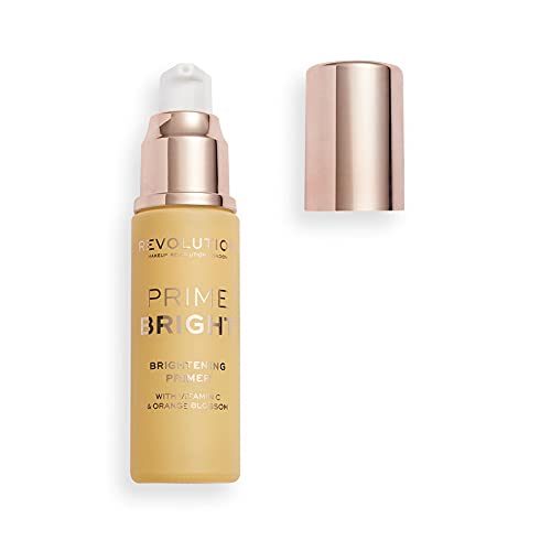 Makeup Revolution Prime Bright Brightening Gold Gloss Primer Serum With Nourishment And Brightens Skin, Lightweight, Non Greasy For Paraben & Cruelty Free Makeup-19ml