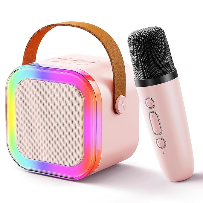 Storio Rechargeable Wireless Mini Portable Bluetooth Karaoke Machine | Bluetooth Speaker with Microphone & LED Lights - Kids Music Singing Toys for Girl Boy Birthday Gift Ideas