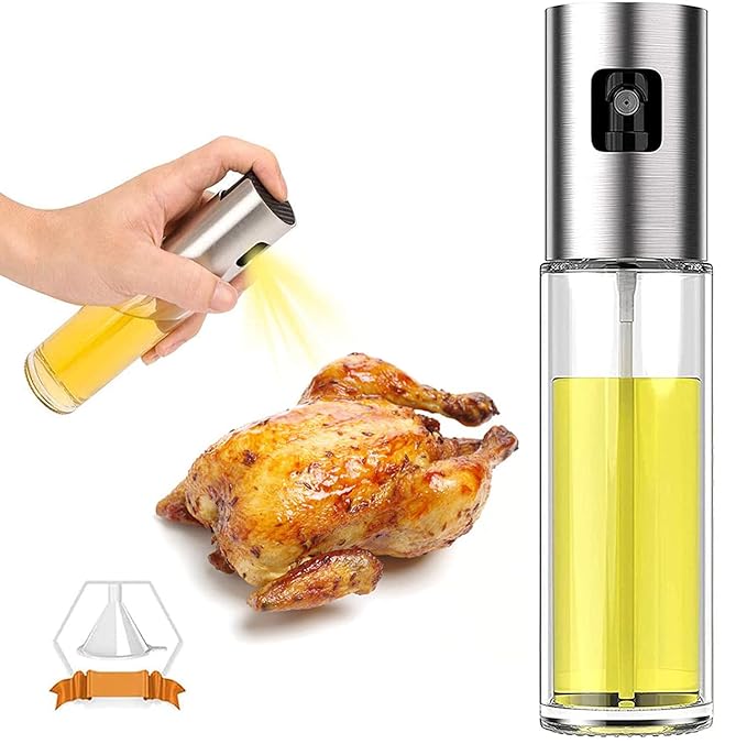 [Apply Coupon] - Hibabe Oil Sprayer Bottle, 100ml Oil Spray Versatile Glass,Olive Oil Sprayer Mister,Olive Oil Spray for cooking, Salad, BBQ, Kitchen Baking, Roasting