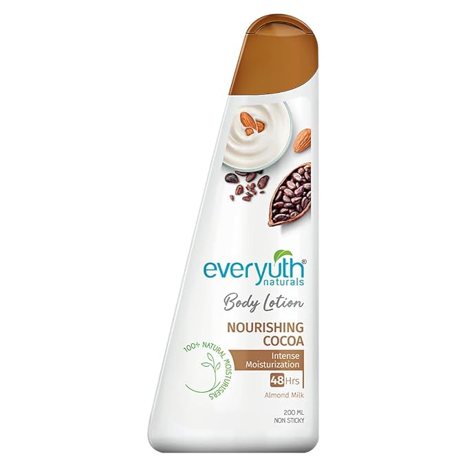 Everyuth Naturals Body Lotion Nourishing Cocoa| 48 hr Moisturization|Long-lasting|Quick Absorbing|for Men & Women|Pure Cocoa|100% Natural Almond Milk - 200ml